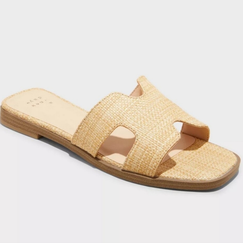 A New Day Nina Raffia H-Band Slide Sandals